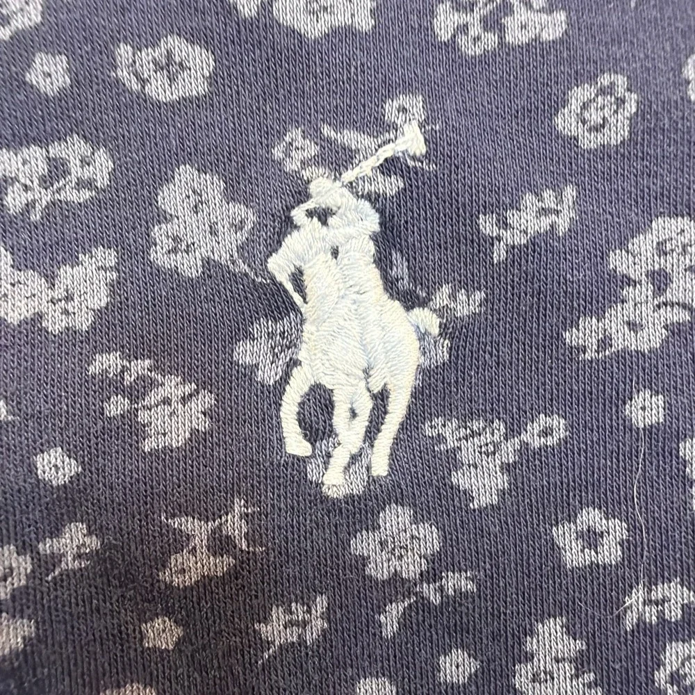 Polo Ralph Lauren Polo Shirt Mens XL Navy Floral Print Custom Slim Fit Golf